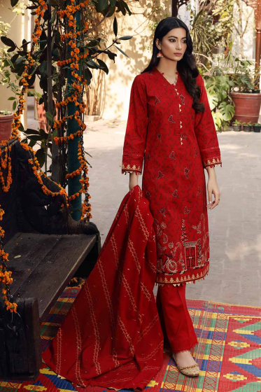 3 PC Lawn Unstitched Embroidered Suit CL-1240